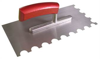 Glättkelle 280x130x0,7mm R16 RF gezahnt - gebogener Griff, Alu-Steg VPE4, Z1701761