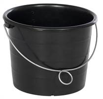 Găleată neagră 12l, întărită, cu ochi de prindere şi mâner de fier, 600buc./pal., Z4518