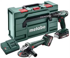 =81= Akku-Bohrschrauber-Winkelschleifer-Set METABO BS 18 + W 18 L 9-125 2,0/4,0Ah Li-Power, Z685204500