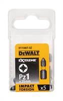 Bits PZ1 x 25mm EXTREME® IMPACT TORSION DEWALT® schlagfest 5Stk/Pack, ZDT7386T-QZ