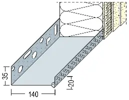 Profil soclu-jgheab WDVS, din aluminiu, 140mm, 90814 (9213), 2,50 ml/bară, 6 bare/legătură, Z490814