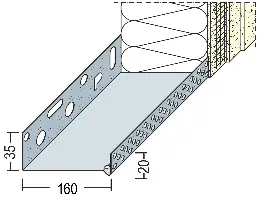 Profil soclu-jgheab WDVS, din aluminiu, 160mm, 90816 (9214), 2,50 ml/bară, 6 bare/legătură, Z490816