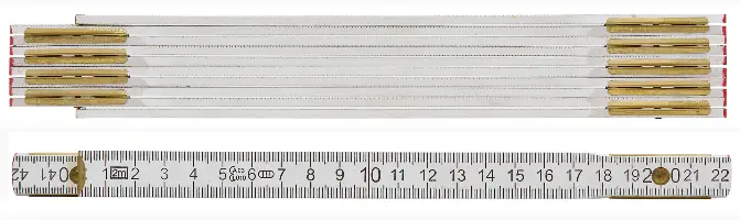 Metru din lemn, de culoare albă, lungime 2m, scală dublă, UA10, Z53020501