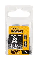Bits T15 x 25mm EXTREME® IMPACT TORSION DEWALT® schlagfest 5Stk/Pack, ZDT7380T-QZ