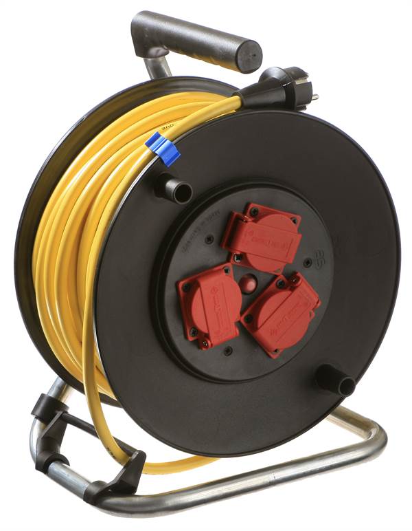 Tambur din plastic pentru cabluri, 3 x 2,5, cu 33m de cablu K35 3SSD, IP44, protejat împotriva stropirii cu apă, Z10139