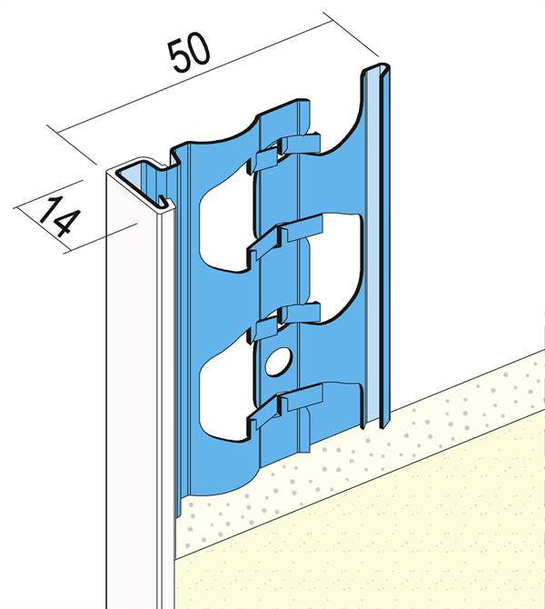 Profil pentru închiderea tencuielii 1223, 14mm, 3,0 ml/bară, 25 bare/legătură, 49 legături/palet, Z41223300