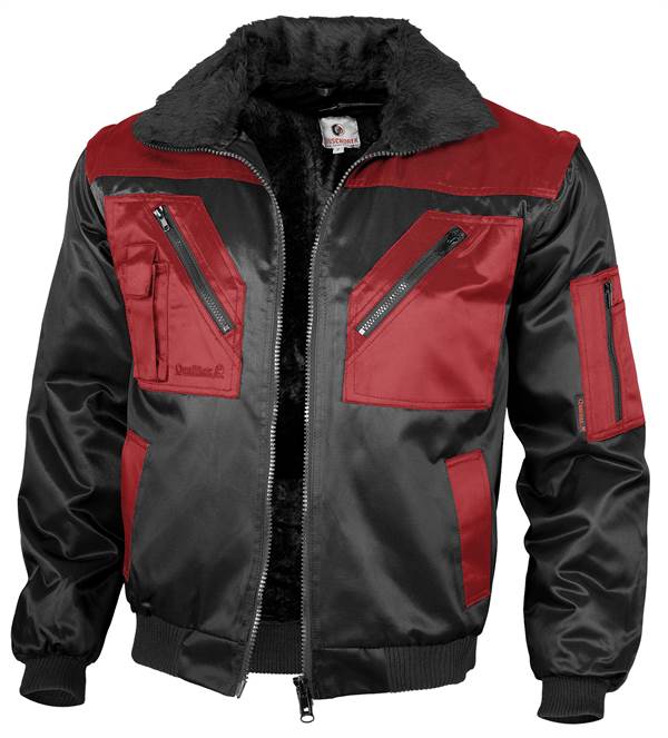 Jachetă pilot QUALITEX, neagră/roşie, cu dungi, 265 g/m², mărime M, Z23619M