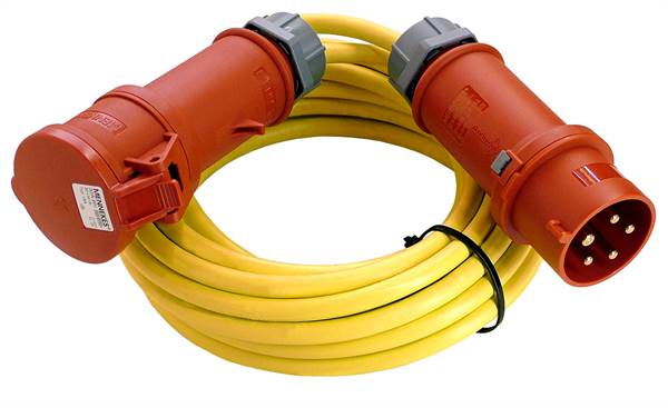 Cablu electric pentru construcţii, 5 x 4,0mm, 50ml, cu fişă şi conector, 32A, Z5405032