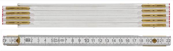 Metru din lemn, de culoare albă, lungime 2m, scală dublă, UA10, Z53020501