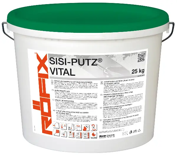 Silikonharz-Silikat-Putz SiSi RÖFIX VITAL, Kratz 2,0mm, weiß, 25kg/Kübel 24Kübel, Z10710