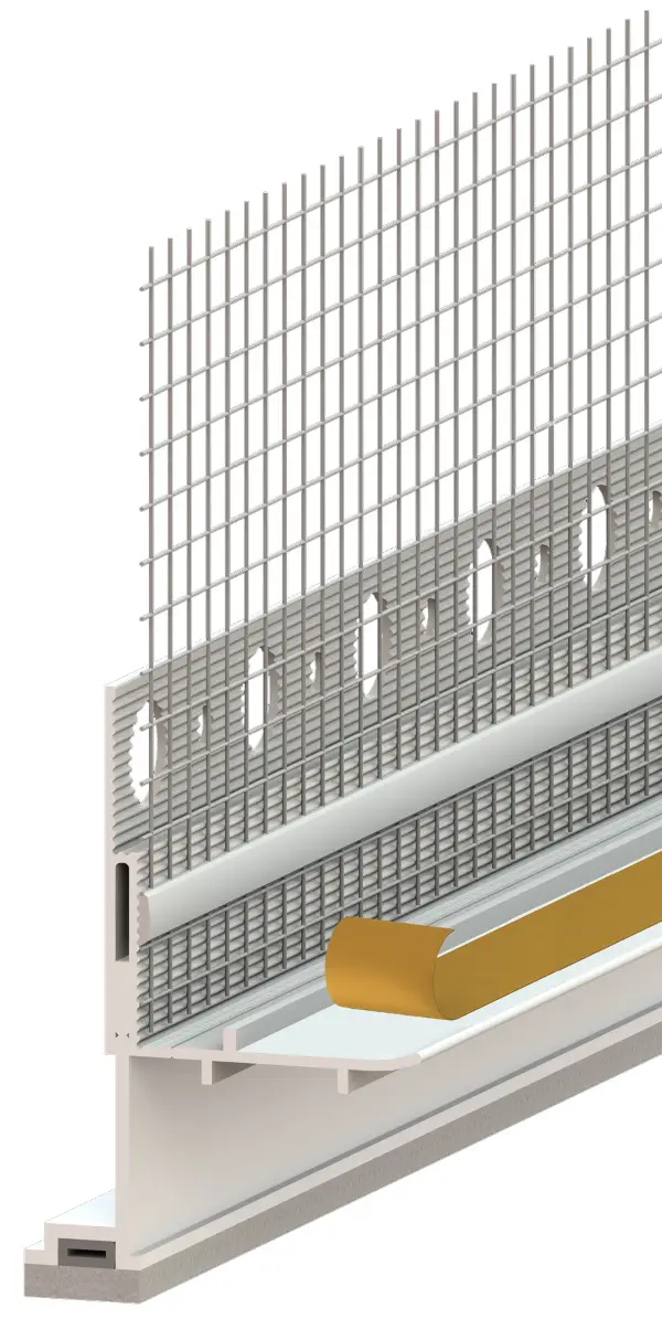 Anputz-Dichtprofil 3D Aluschale flex mit WDVS-Gewebe 2,4lfm/Sta 25Sta/Kart 21 Kart/Pal, Z1224LO