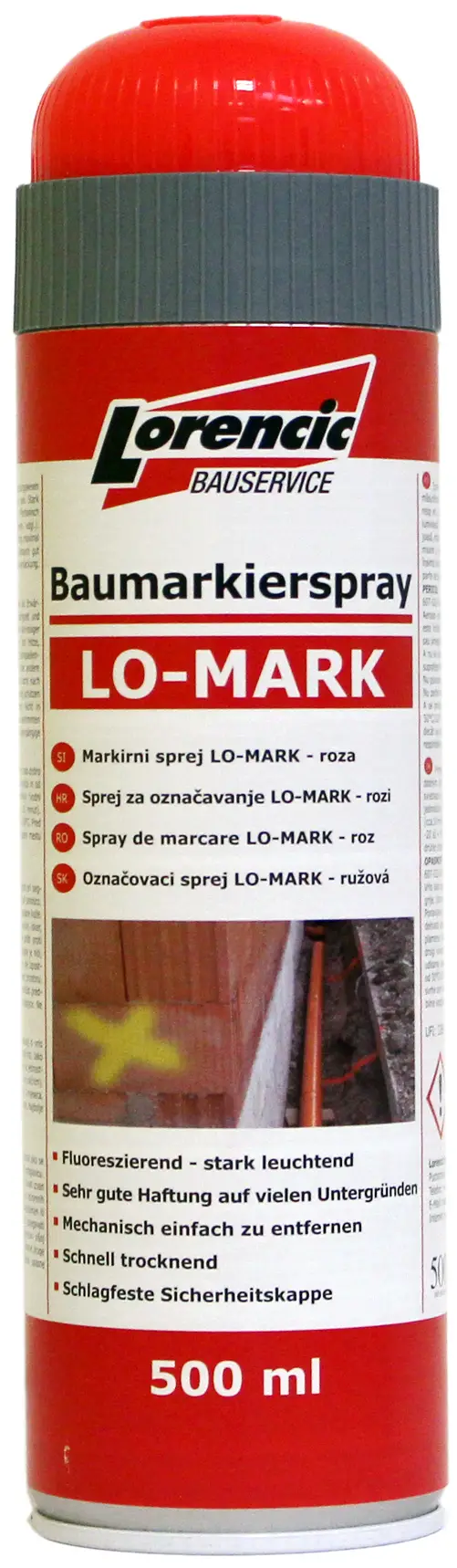 =§= Spray de marcare LO-MARK roșu 500ml 12bucăți/cutie 75cutii/palet, Z241613LO