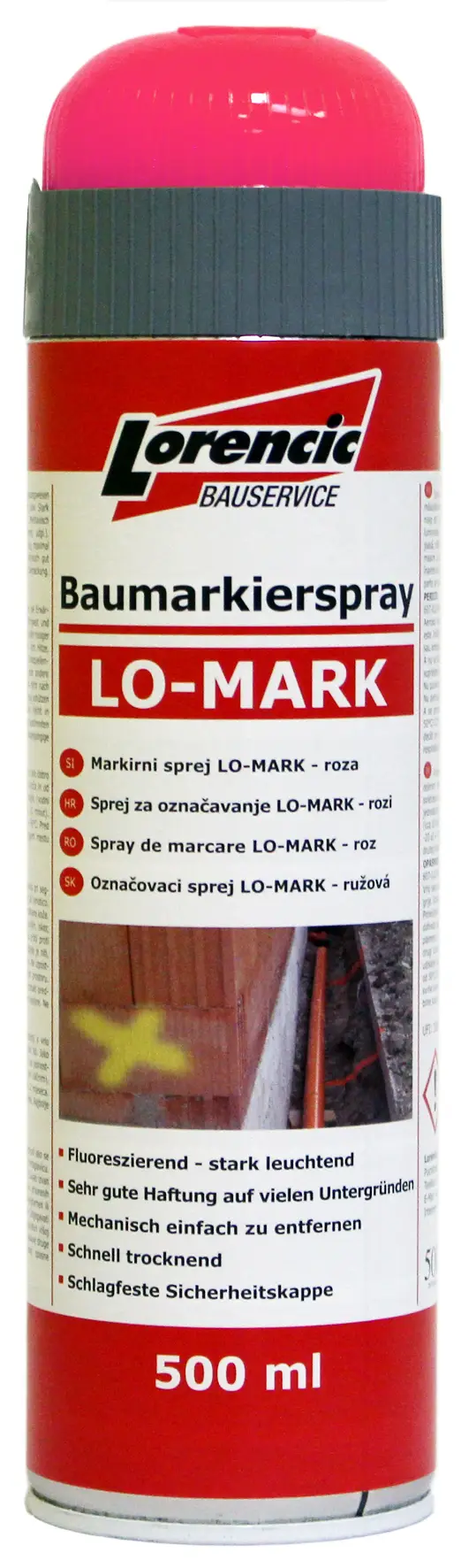 =§= Spray de marcare LO-MARK roz 500ml 12buc/cutie 75cutii/Pal, Z241625LO