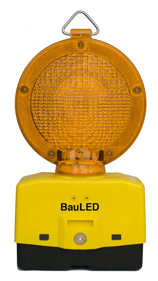 Baliză cu semnalizare luminoasă, pentru şantier, cu LED galben, pe ambele părţi, 180mm, cu încuietoare, Z25225