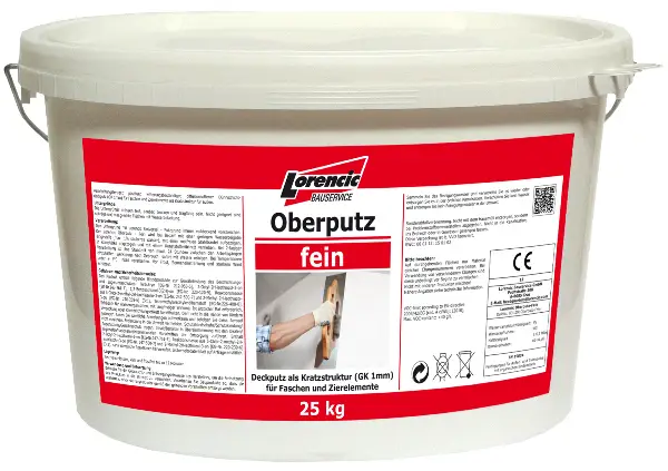 Oberputz fein Kratz 1mm, farbig, Verbrauch 2,0kg/m², 25kg/Kübel, 32Kübel/Pal, Z2540225LO