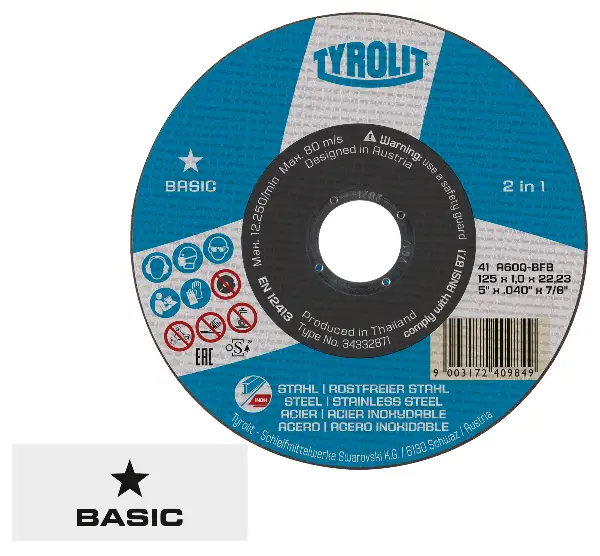 Trennscheibe Stahl 41 125x1,6x22,23mm gerade A46Q-BFB TYROLIT, Z34332873