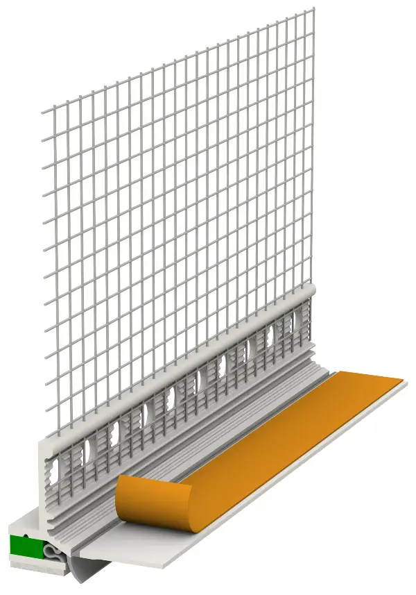 Profil etanşare aplicare tencuială, membrană 3D, ţesătură WDVS, RAL, verde, testat de IFT, 2,4 ml/bară, 25 bare/cutie,...