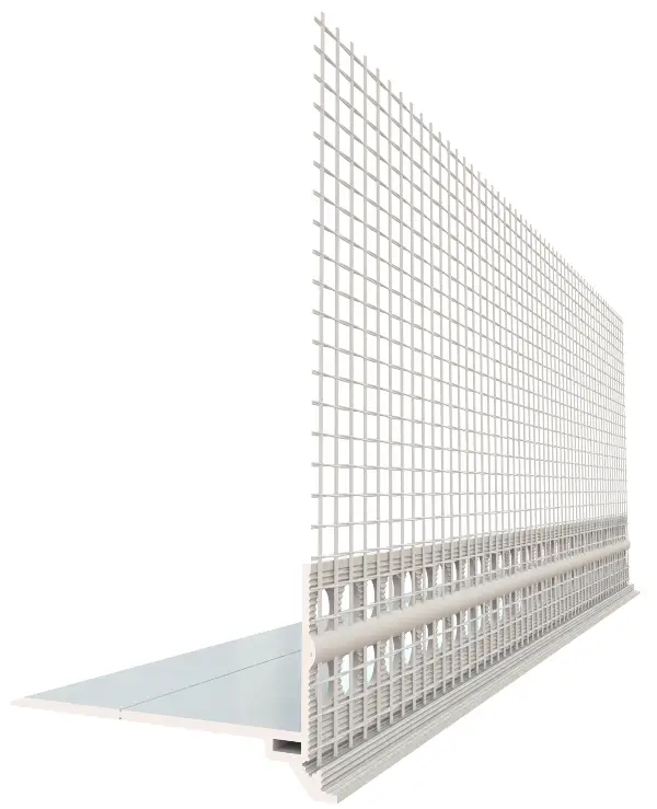 Profil-soclu din PVC, cu ţesătură WDVS de tip PRAKTIKA, 50 x 1mm, 2,5 ml/bară, UA25 = 62,5ml, 40 cutii/palet, Z4039050