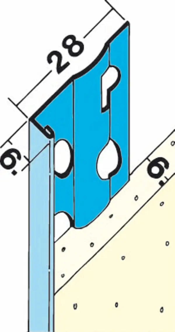 Profil pentru închiderea tencuielii 1216, 6mm, 3,0 ml/bară, 25 bare/legătură, 150 legături/palet, Z41216300