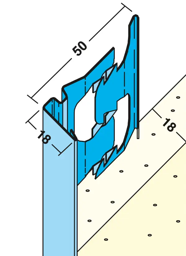Profil pentru închiderea tencuielii 1220, 18mm, 3,0 ml/bară, 25 bare/legătură, 55 legături/palet, Z41220300