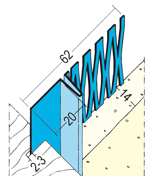 Profil pentru închiderea tencuielii 1301, 14mm, 3,0 ml/bară, 15 bare/legătură, 47 legături/palet, Z41301300