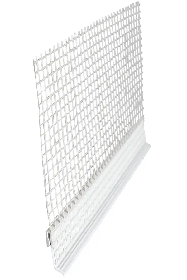 Profil din PVC cu înfigere, pentru şine de soclu WDVS, 2,5 ml/bară, cu ţesătură WDVS, 25 bare/cutie, 72 cutii/palet,...