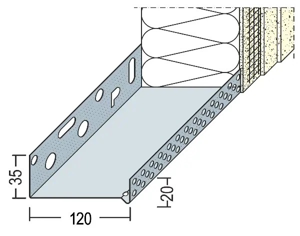 Profil soclu-jgheab WDVS, din aluminiu, 120mm, 90812 (9212), 2,50 ml/bară, 6 bare/legătură, Z490812