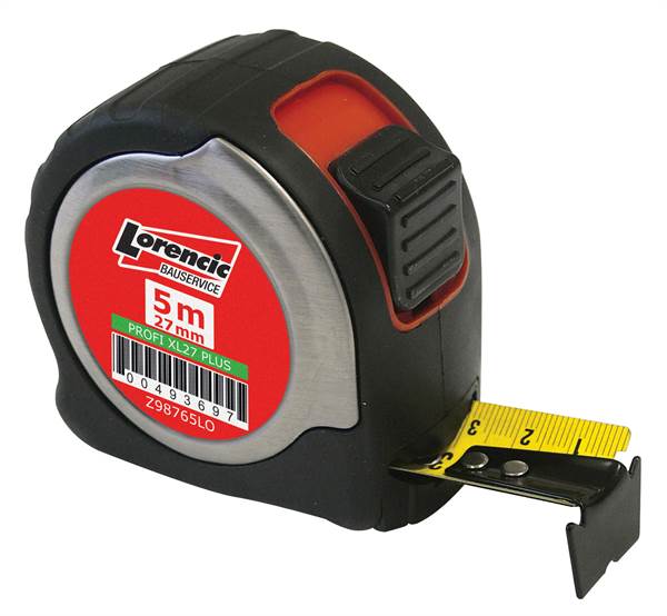 Rollmeter PROFI LORENCIC XL 27 PLUS 27mm x 5m mit Stopper und Clip VPE10, Z98765LO