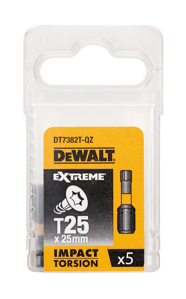 Bits T27 x 25mm EXTREME® IMPACT TORSION DEWALT® schlagfest 5Stk/Pack, ZDT7383T-QZ