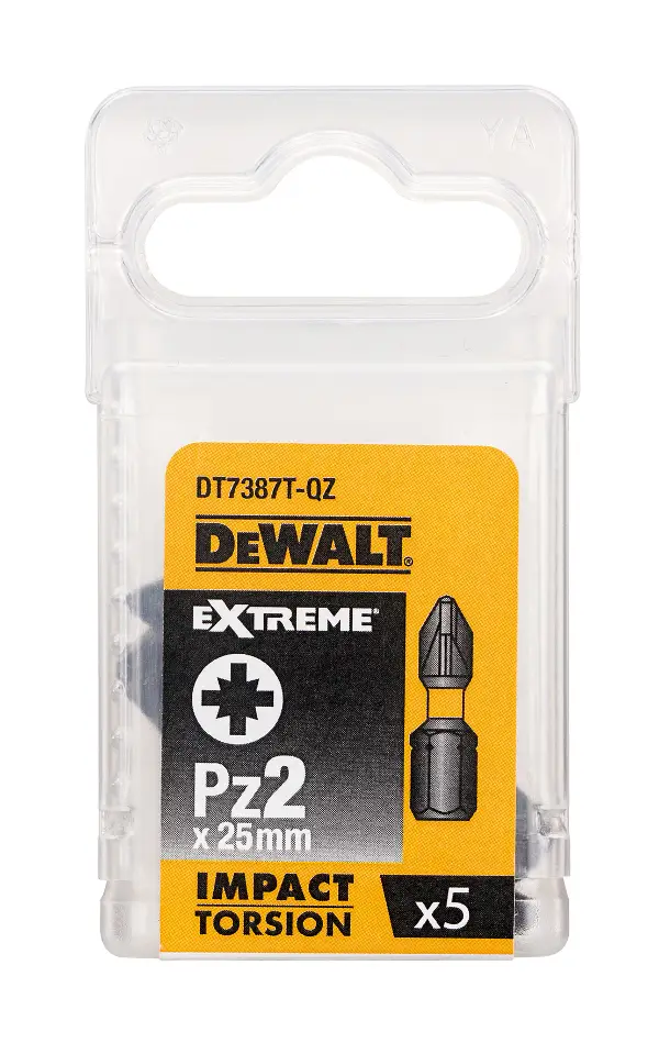 Bits PZ2 x 25mm EXTREME® IMPACT TORSION DEWALT® schlagfest 5Stk/Pack, ZDT7387T-QZ