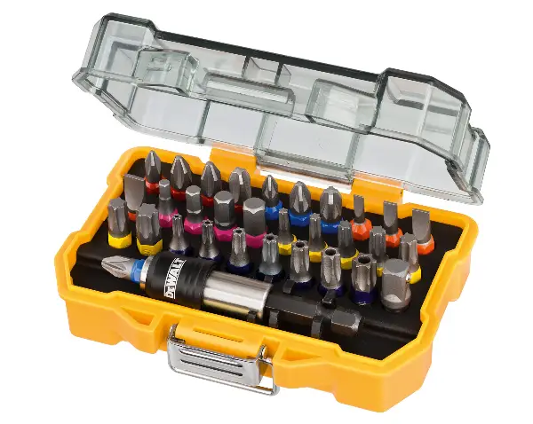 Set de 32 de biţi DEWALT® PH/PZ/SI/SL/H/TORX, inclusiv suport pentru biţi, clemă pentru curea, în cutie, ZDT7969-QZ