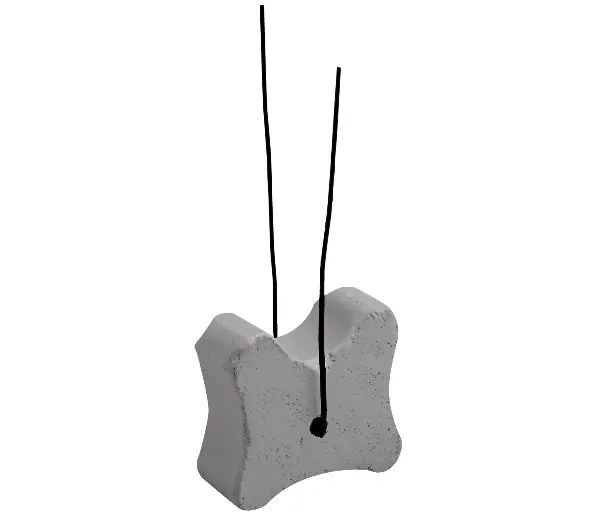 Piesă din beton fibros, în formă de os, cu sârmă, 45/55/60mm, lăţimea de tăiere 28mm, 125 bucăţi/sac, 40 saci/palet, ZFBEKD45