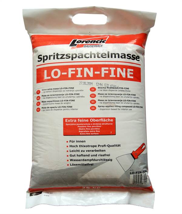 Masă de şpăcluit pentru stropit LO-FIN-FINE, 25 kg/sac, 28 saci/palet, ZLO-FIN-FINE