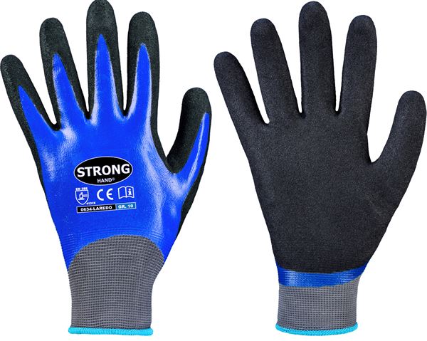 Handschuh LAREDO STRONGHAND® Nitril, blau/schwarz, vollbeschichtet, EN388, Gr. 11, VPE144, Z063411