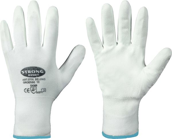 Mănușă CLASSIC BEIJING STRONGHAND® ,tricotata fin, fara cusaturi, albă, EN388, M10, UA240, Z070610-1