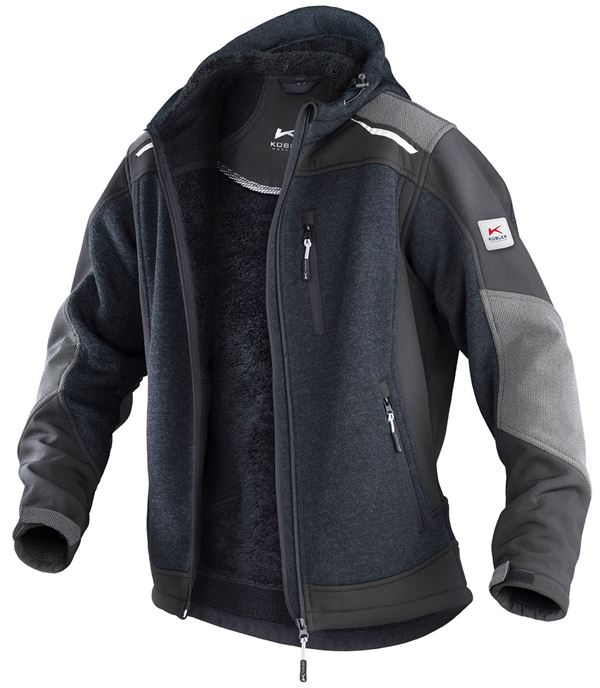 Strickjacke KÜBLER WEATHER dunkelgrau/schwarz 440 g/m² Gr. S, Z17419899S