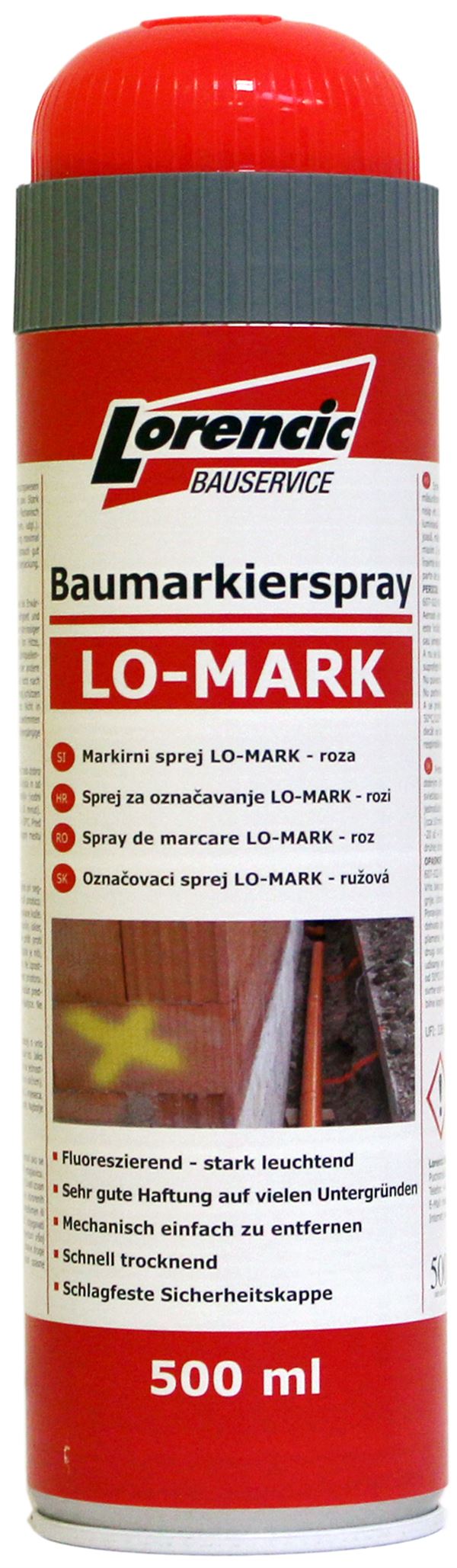 =§= Spray de marcare LO-MARK roșu 500ml 12bucăți/cutie 75cutii/palet, Z241613LO