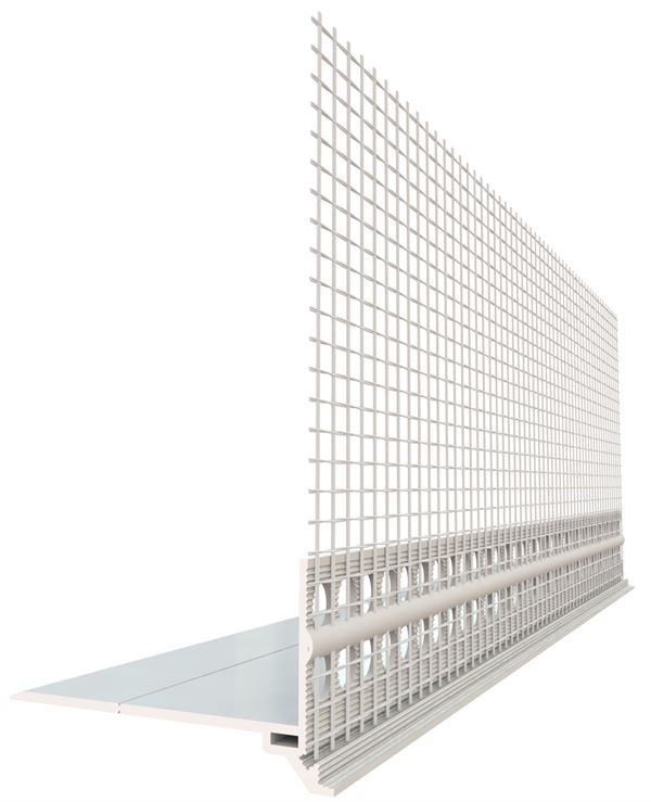 Profil-soclu din PVC, cu ţesătură WDVS de tip PRAKTIKA, 50 x 1mm, 2,5 ml/bară, UA25 = 62,5ml, 40 cutii/palet, Z4039050