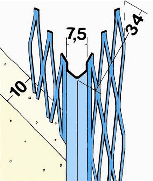 Profil de colţ 10077 pentru tencuială, 1,50 ml/bară, 1 legătură = 37,5 ml, 25 bare/legătură, 150 legături/palet, Z41007150