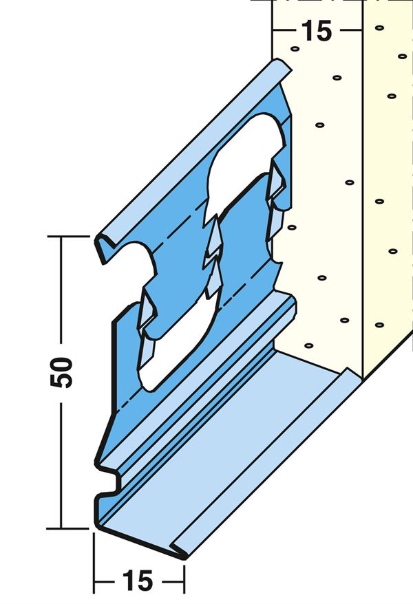 Profil pentru închiderea tencuielii 1214, 15mm, 3 ml/bară, 1 legătură = 75ml, 25 bare/legătură, 60 legături/palet, Z41214300