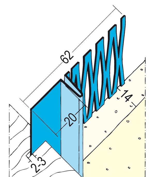 Profil pentru închiderea tencuielii 1301, 14mm, 3,0 ml/bară, 15 bare/legătură, 47 legături/palet, Z41301300