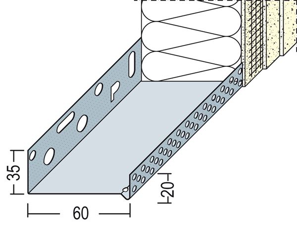 Profil soclu-jgheab WDVS, din aluminiu, 60mm, 90606 (9146), 2,50 ml/bară, 10 bare/legătură, Z490606
