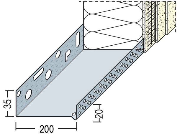 Profil soclu-jgheab WDVS, din aluminiu, 200mm, 90820 (9218), 2,50 ml/bară, 6 bare/legătură, Z490820