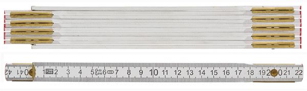 Metru din lemn, de culoare albă, lungime 2m, scală dublă, UA10, Z53020501