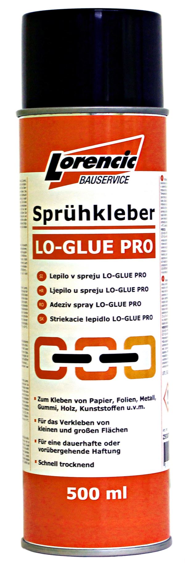 =§= Sprühkleber LO-GLUE PRO 500ml 12Stk/Kart 75Kart/Pal, Z930703LO