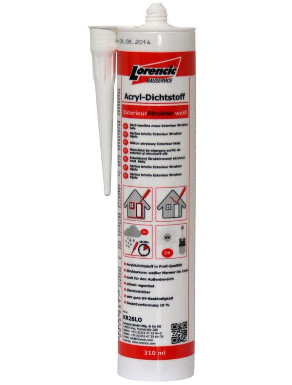 Substanţă de etanşare acrilică Exterieur Struktur, albă, 310ml, 20bucăţi/cutie, ZKR26LO